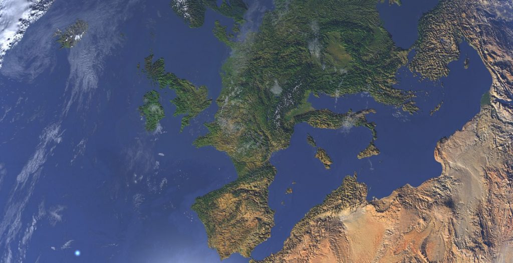 Europe seen from space - without borders